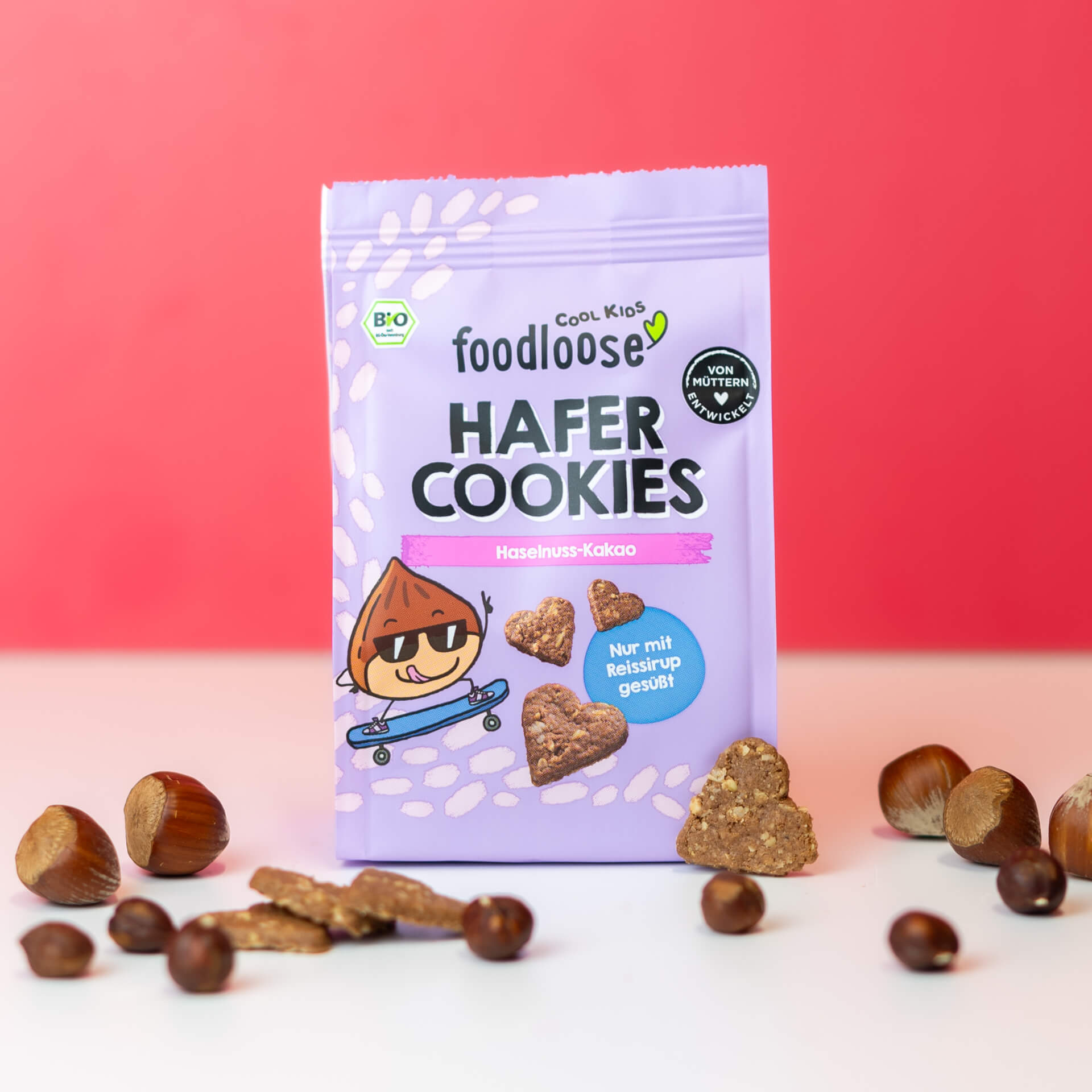Haselnuss-Kakao Bio-Hafer Cookies