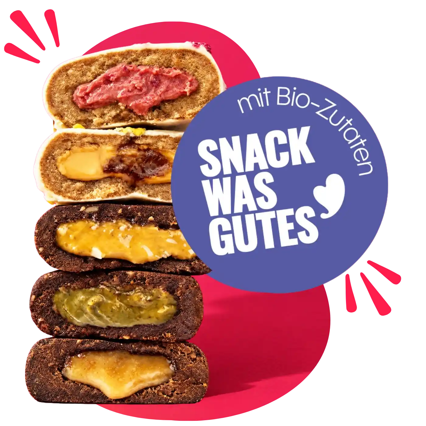 Gefüllte Bio-Snacks gestapelt – Snack was Gutes